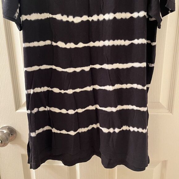 AllSaints Tystripe Cori Tee Black & White Stripe Tie-Dye Oversized T-Shirt XS/S - Picture 4 of 12